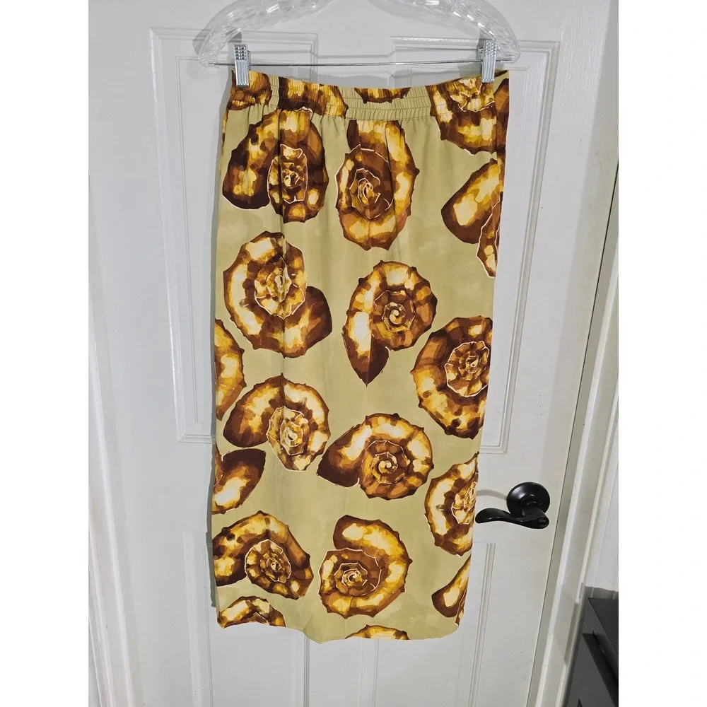 House of Harlow 1960 Nautilus Seashell Print Wrap Maxi Skirt Brown Tan Size M - Picture 8 of 10